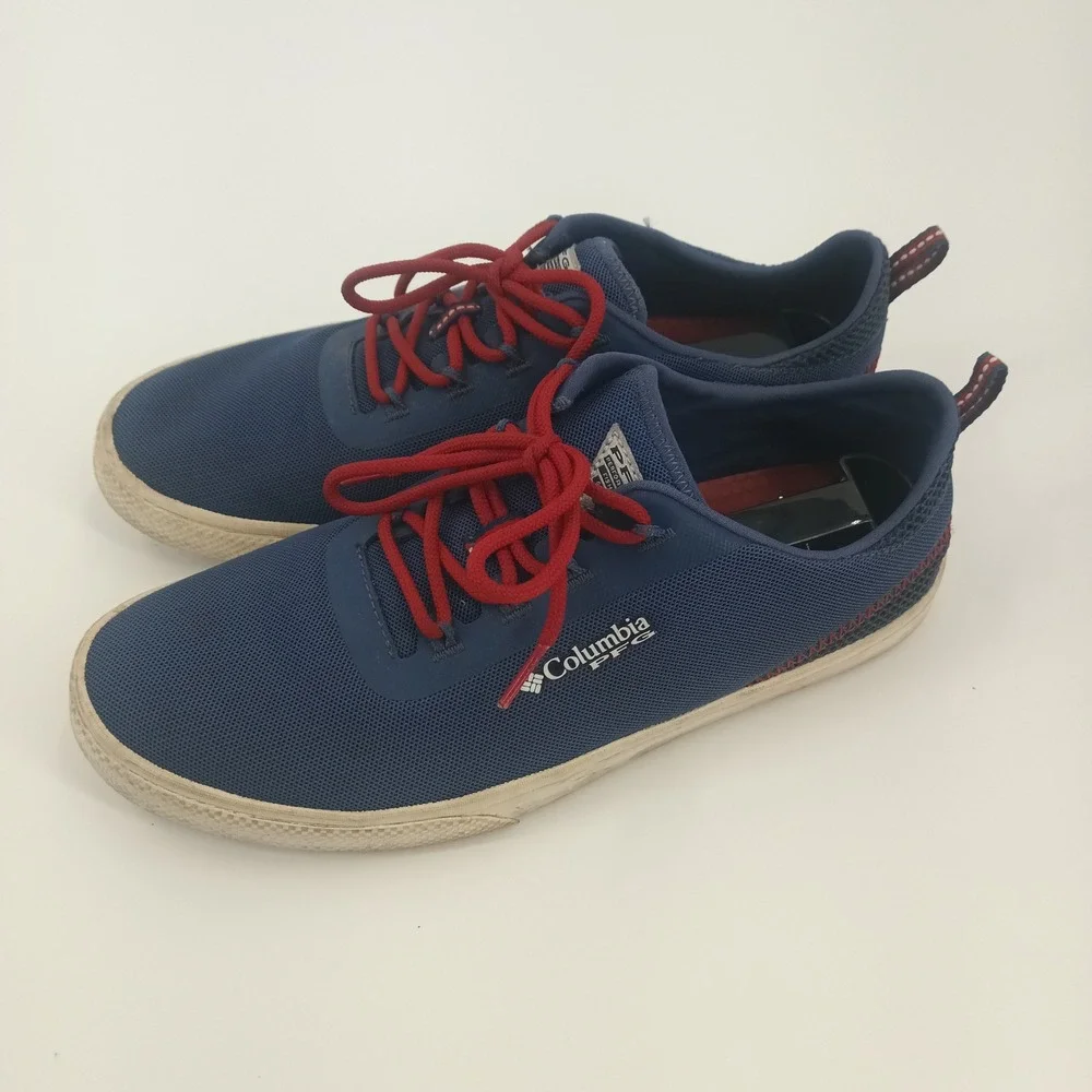Columbia PFG Dorado CVO Mens 9.5 Navy Blue Red Fishing Shoes YM4667-469